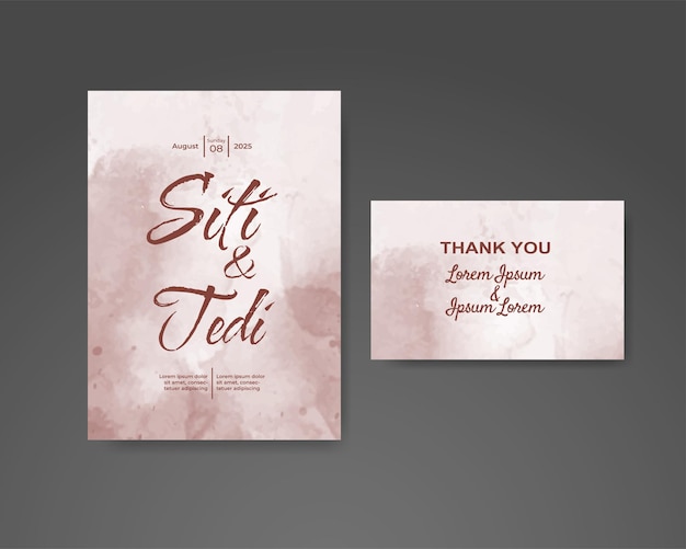 Wedding invitation with abstract watercolor background