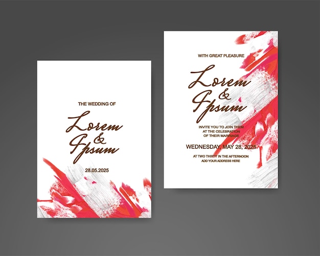 Wedding invitation with abstract watercolor background