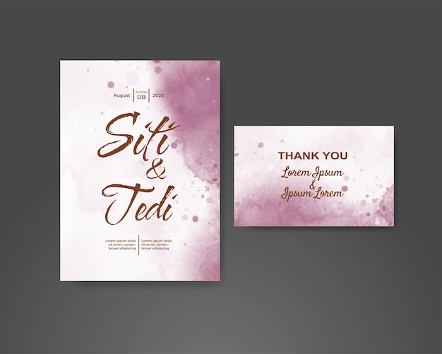 Wedding invitation with abstract watercolor background