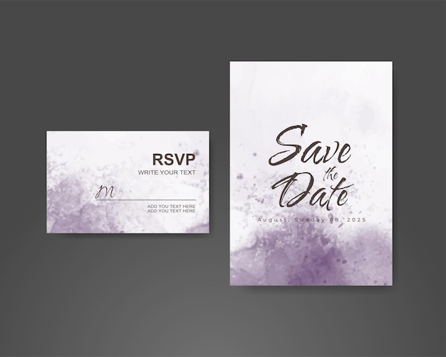 Wedding invitation with abstract watercolor background