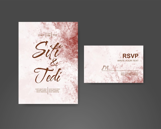 Wedding invitation with abstract watercolor background