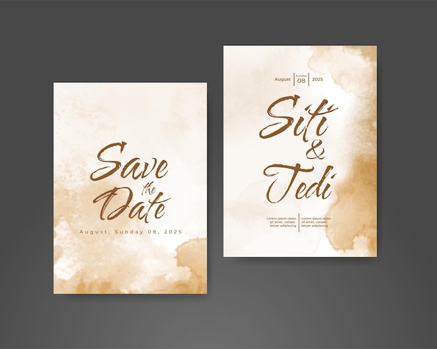 Wedding invitation with abstract watercolor background