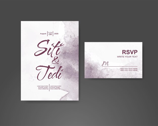 Wedding invitation with abstract watercolor background