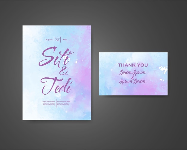 Wedding invitation with abstract watercolor background