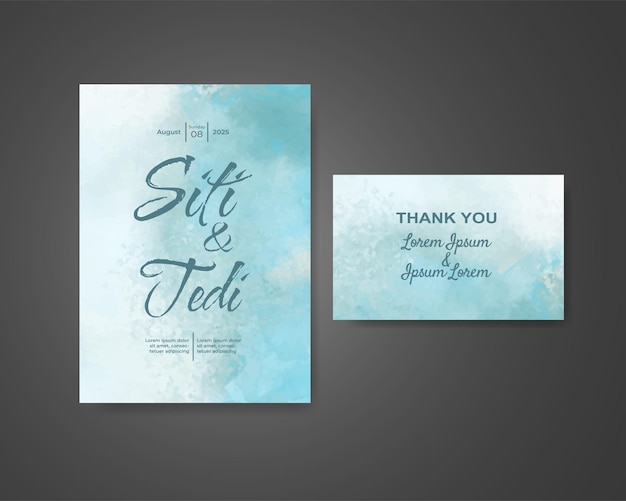 Wedding invitation with abstract watercolor background