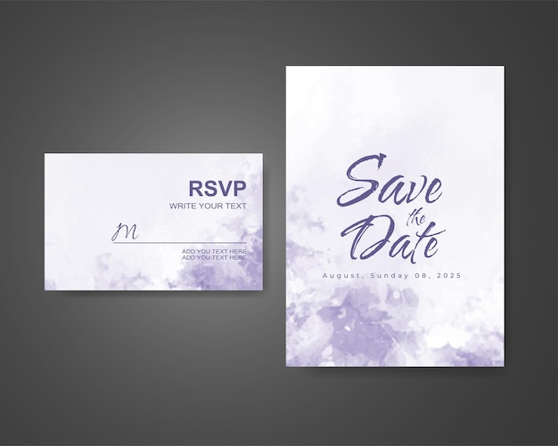 Wedding invitation with abstract watercolor background