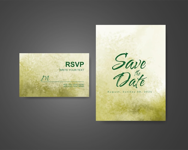 Wedding invitation with abstract watercolor background