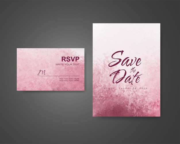 Wedding invitation with abstract watercolor background