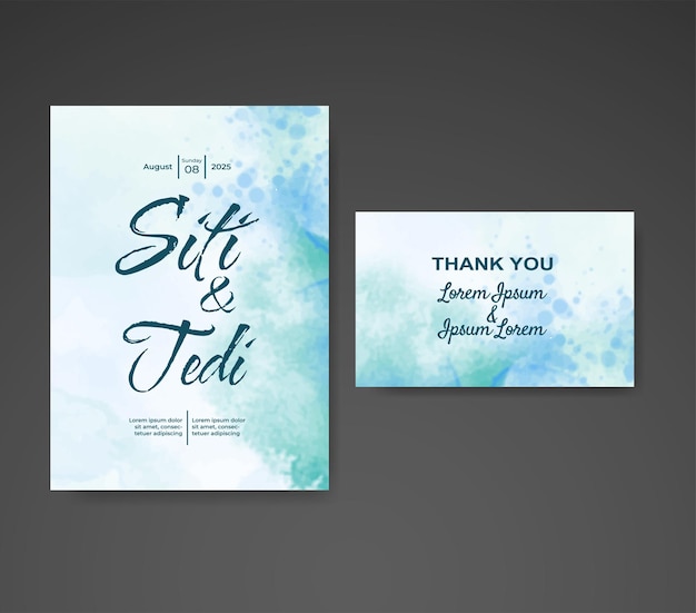 Wedding invitation with abstract watercolor background