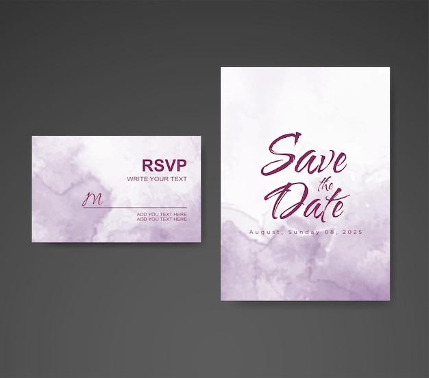 Wedding invitation with abstract watercolor background