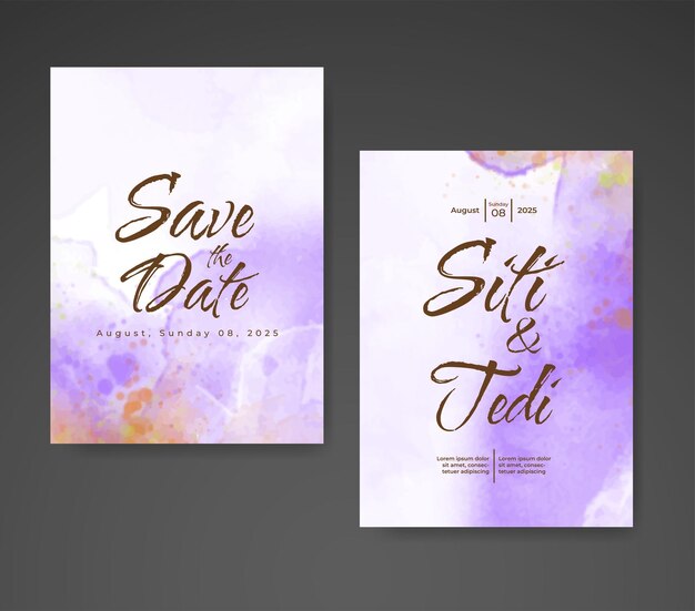 Wedding invitation with abstract watercolor background