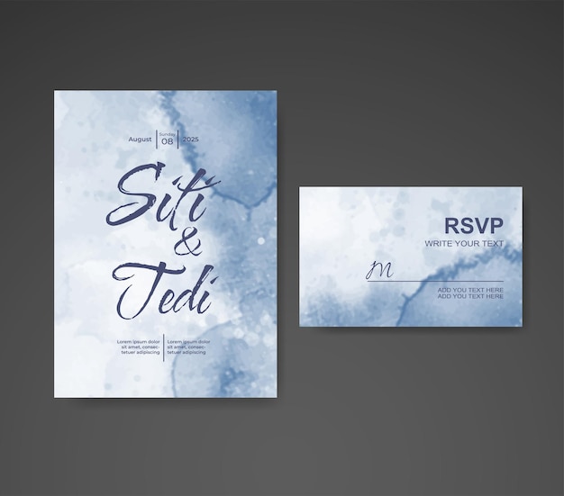 Wedding invitation with abstract watercolor background