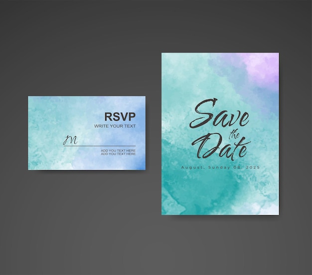 Wedding invitation with abstract watercolor background