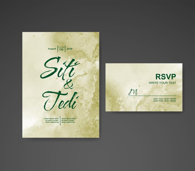 Wedding invitation with abstract watercolor background