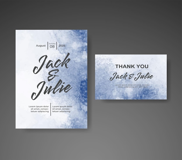 Vector wedding invitation with abstract watercolor background