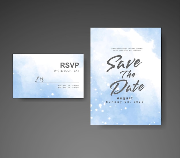 Wedding invitation with abstract watercolor background