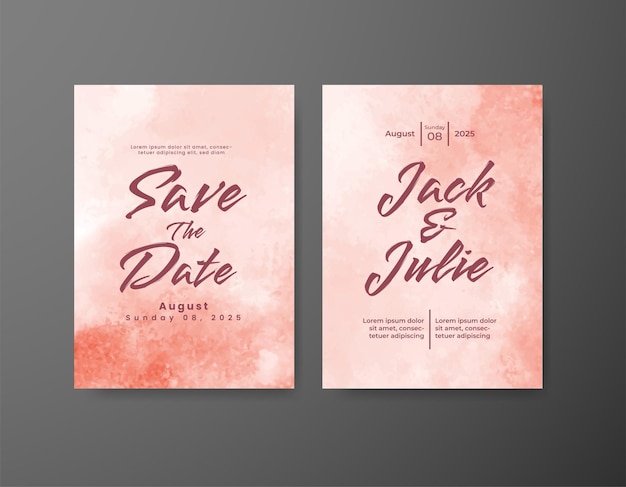 Wedding invitation with abstract watercolor background