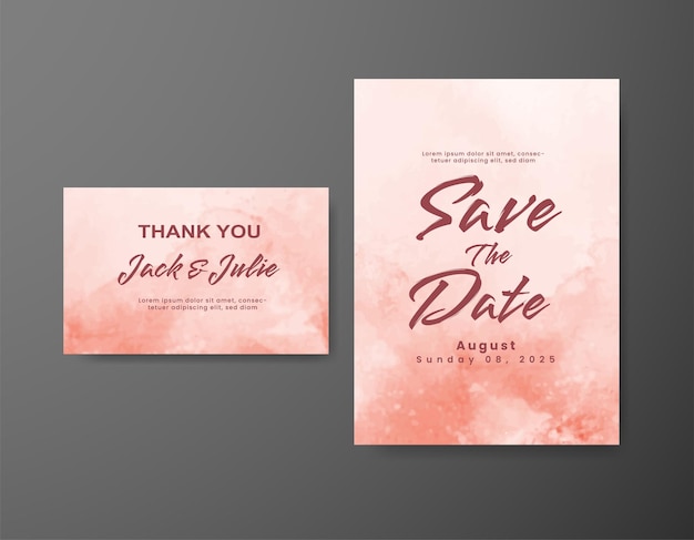 Wedding invitation with abstract watercolor background