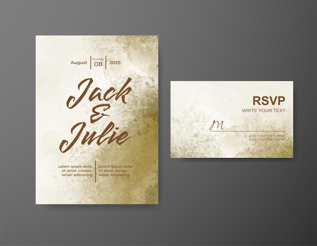 Wedding invitation with abstract watercolor background