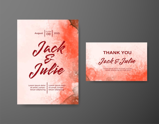 Wedding invitation with abstract watercolor background