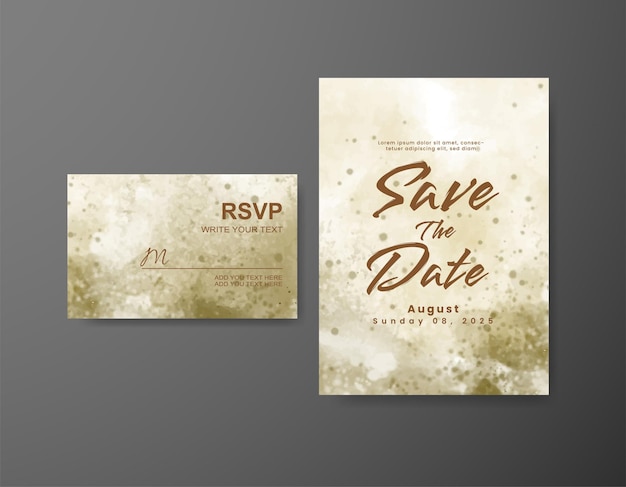 Wedding invitation with abstract watercolor background