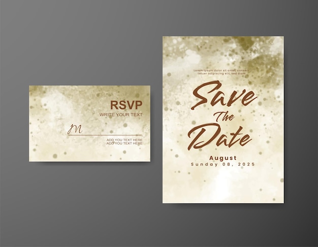 Wedding invitation with abstract watercolor background