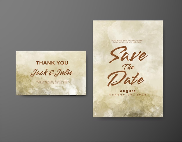 Wedding invitation with abstract watercolor background