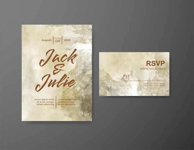 Wedding invitation with abstract watercolor background