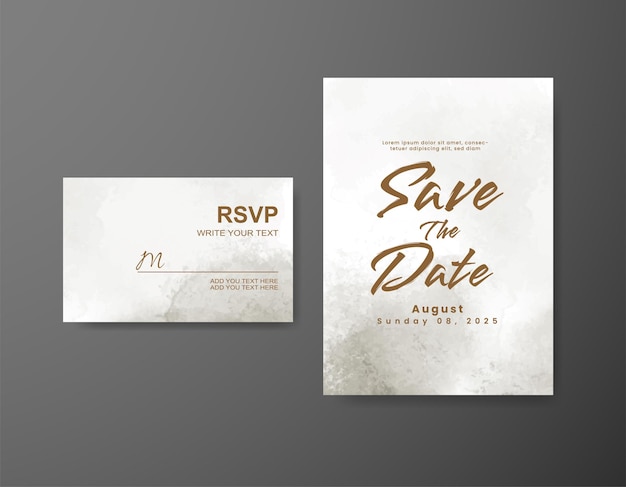 Wedding invitation with abstract watercolor background