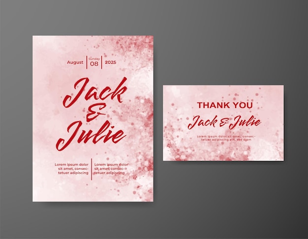 Wedding invitation with abstract watercolor background