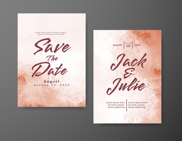 Wedding invitation with abstract watercolor background