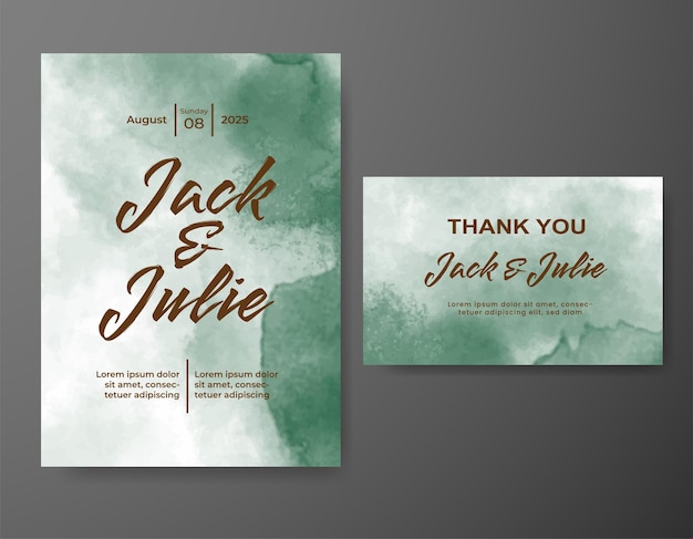 Vector wedding invitation with abstract watercolor background