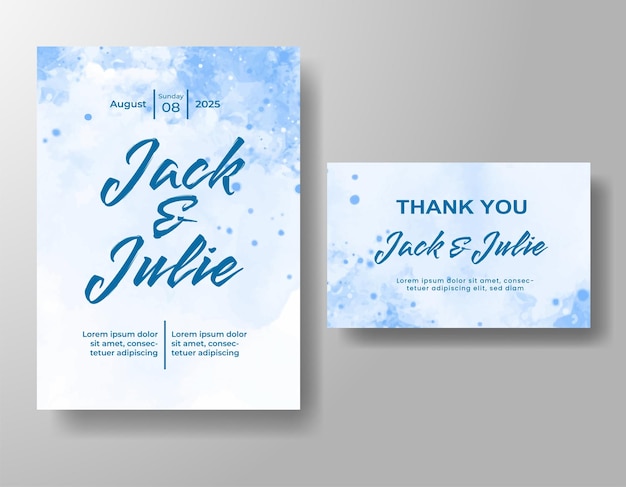 Wedding invitation with abstract watercolor background