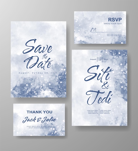 Vector wedding invitation with abstract watercolor background