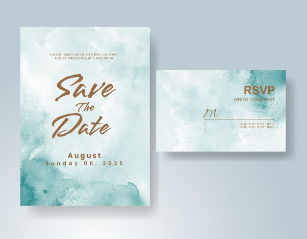 Vector wedding invitation with abstract watercolor background