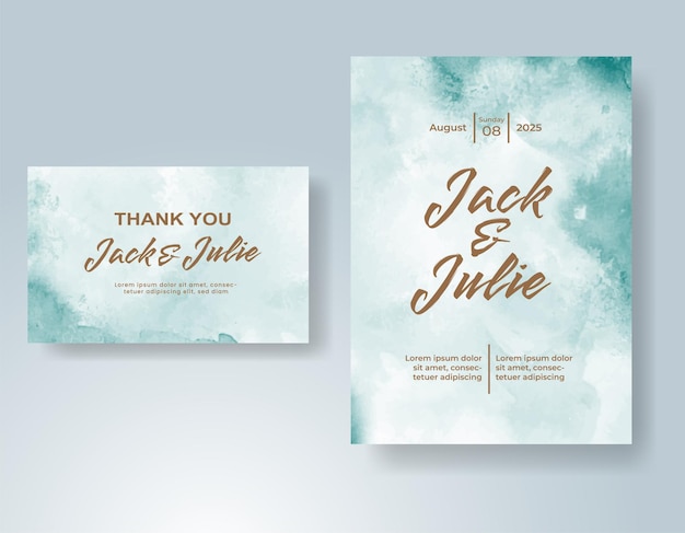 Vector wedding invitation with abstract watercolor background