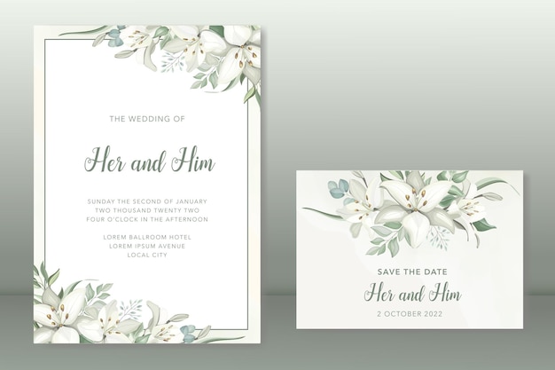 wedding invitation with beautiful lilies floral