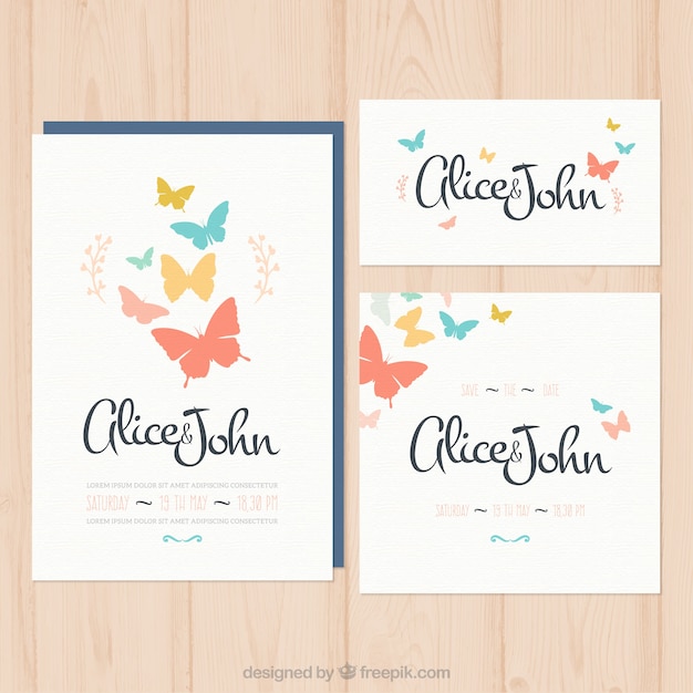 Wedding invitation with butterflies