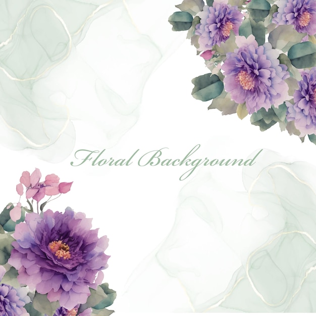 Wedding invitation with Floral background watercolor style design illutration flower