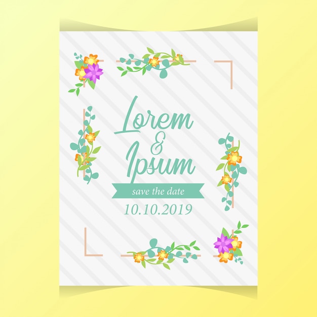 Wedding Invitation with floral frame feminine