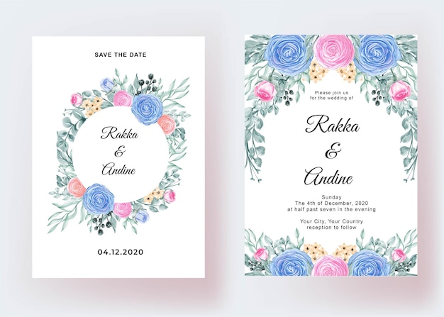 Wedding invitation with flower Ranunculus romantic