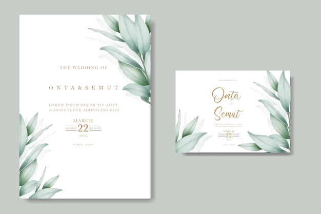 A wedding invitation with a leaf design and the word wedding on it.