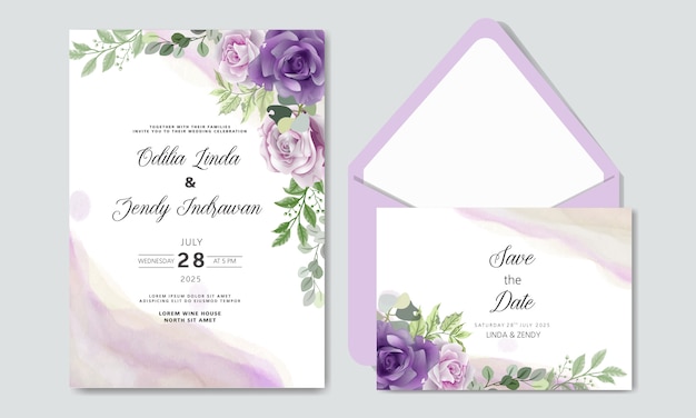 wedding invitation with luxury and beauty floral themes