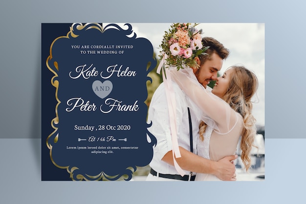 Wedding invitation with photo template