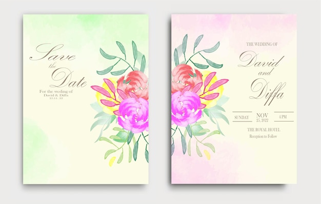 wedding invitation with water color  element