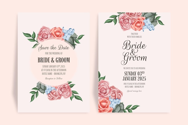 wedding invitation with watercolor floral design