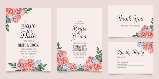 wedding invitation with watercolor floral design