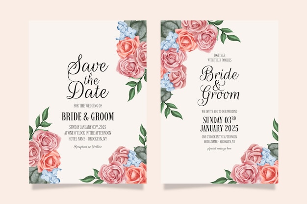 wedding invitation with watercolor floral design