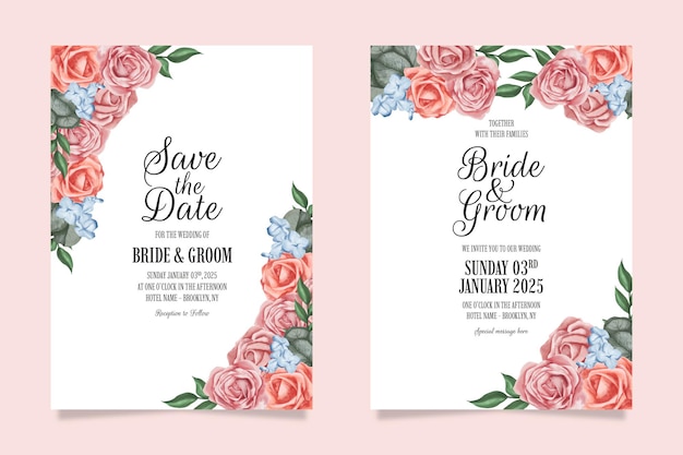 wedding invitation with watercolor floral design