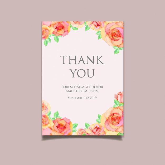  Wedding invitation with watercolor floral frame